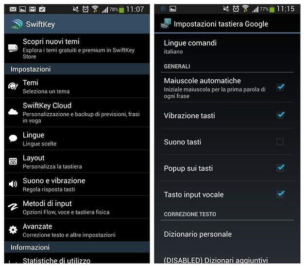 swift androidl impostazioni