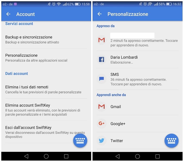swiftkey account ITA