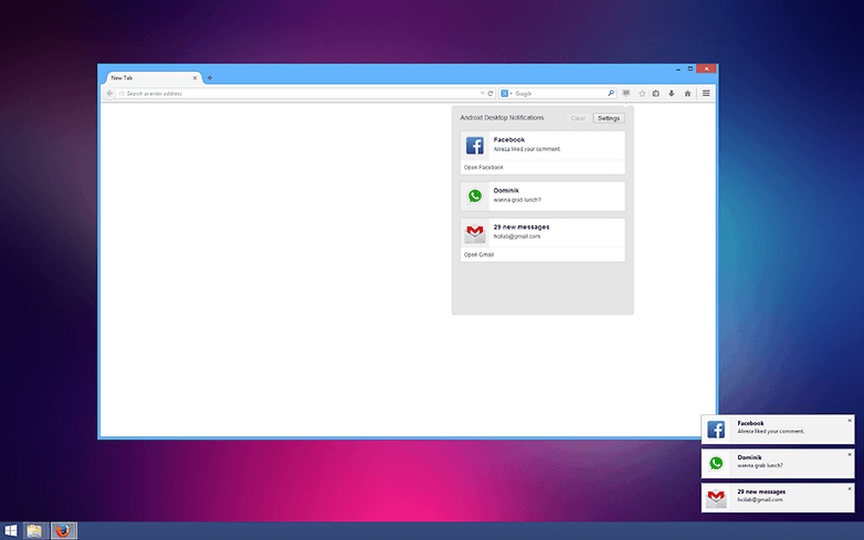 desktop notifications