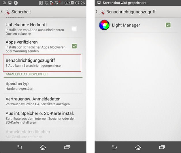 Light Manager benachrichtigungszugriff