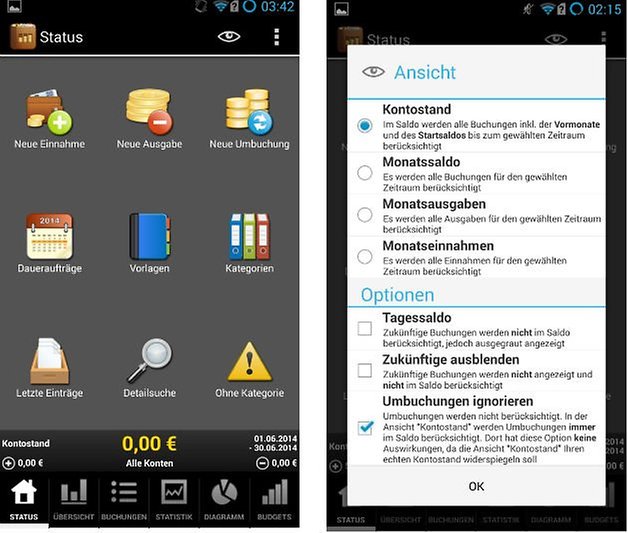 mein haushaltsbuch interface