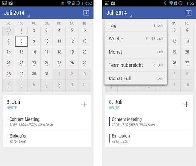 today calendar interface