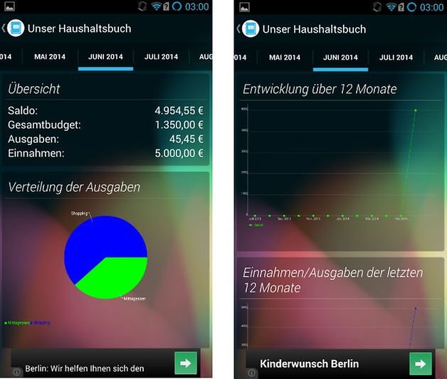 unser haushaltsbuch statistik