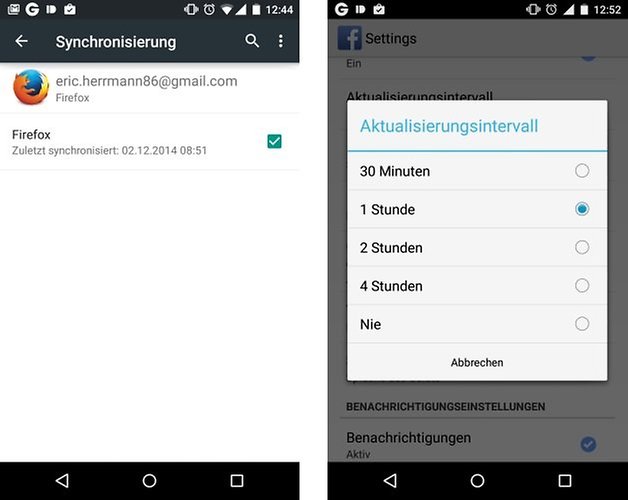 android lollipop synchronization settings de