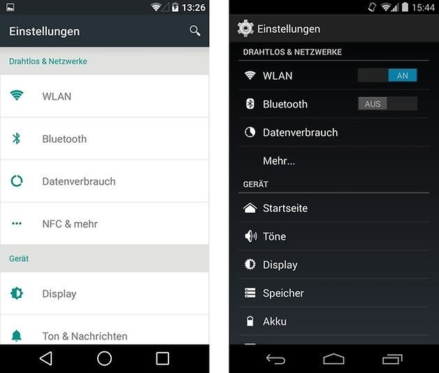 android l kitkat settings