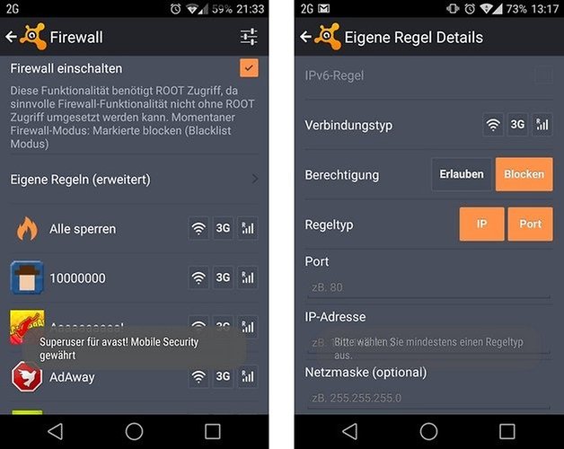 avast mobile security firewall