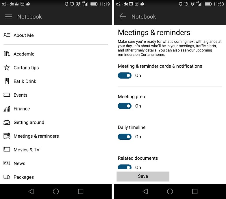 cortana for android notebook