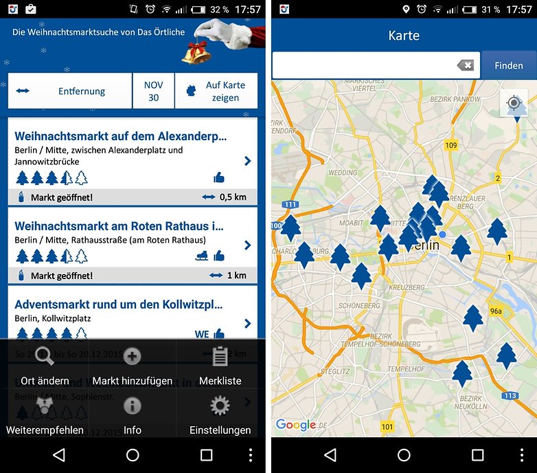 das oertliche weihnachtsmaerkte app