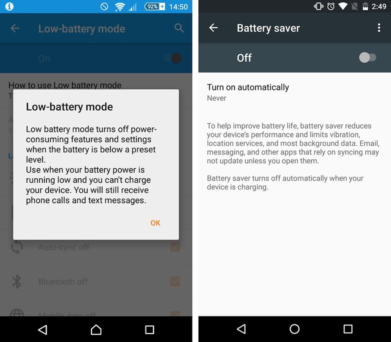 doze vs stamina low battery