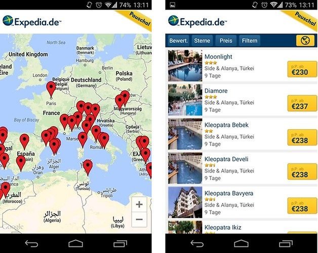 expedia map hotels