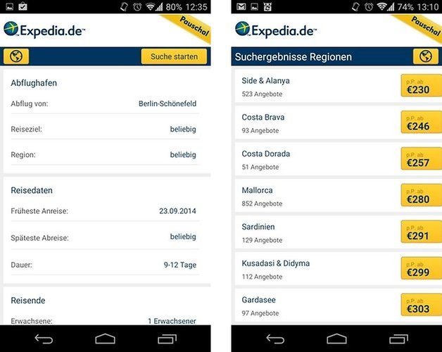 expedia search result