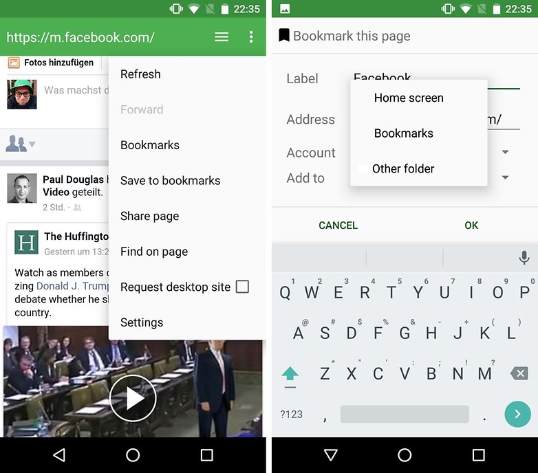 facebook web app bookmark aosp browser de