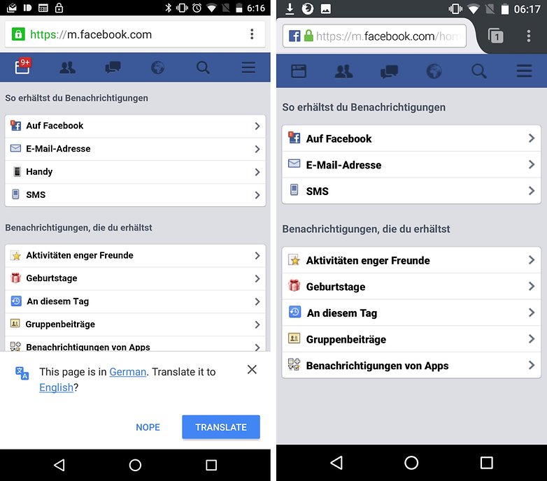 facebook web app notifications de