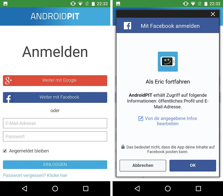 facebook web app social login de
