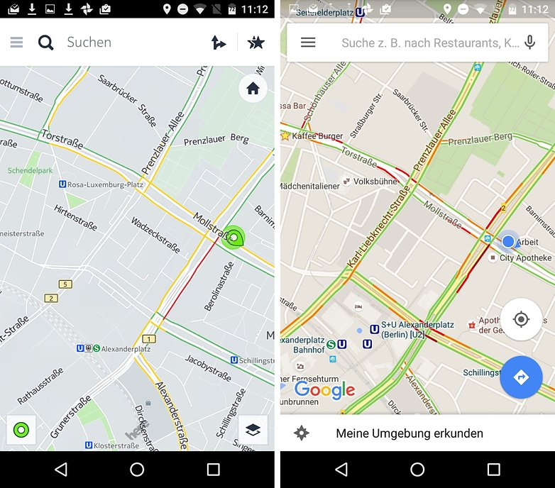 here maps vs google maps traffic heat map