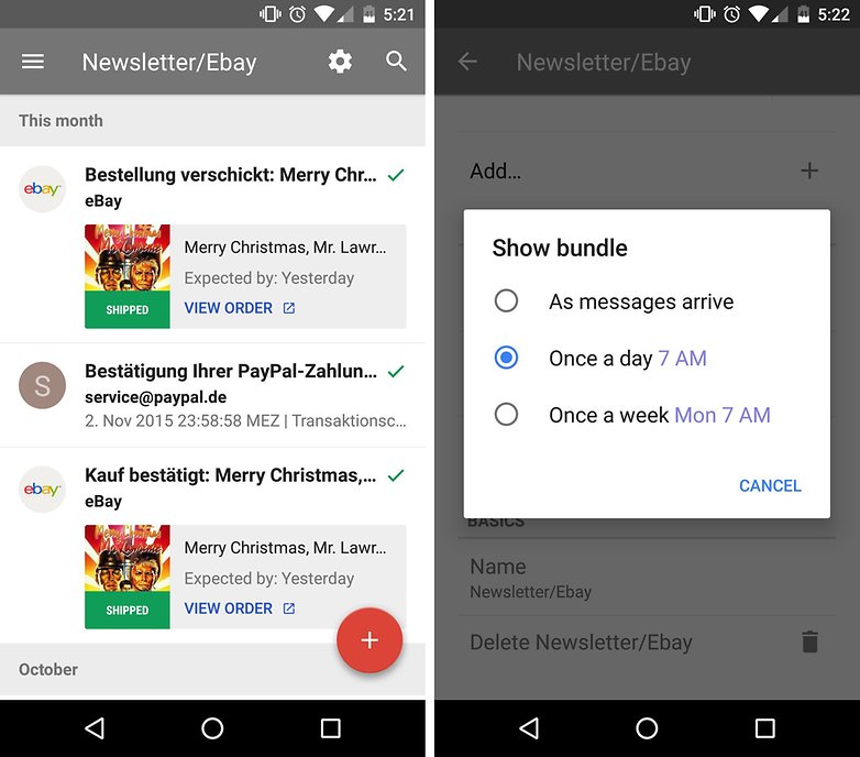 inbox show bundle interval