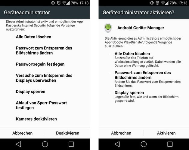 kaspersky device admin german