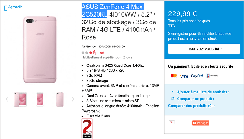 ASUS ZenFone 4 Max ZC520KL