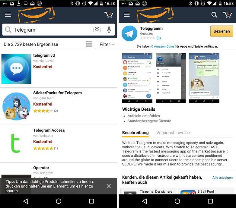amazon underground illegitimate apps de