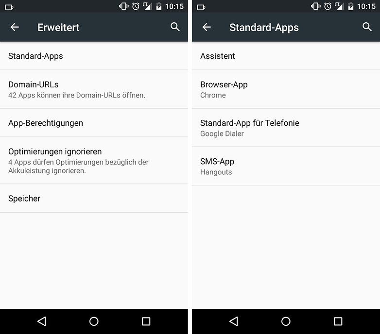 android m standard apps list de