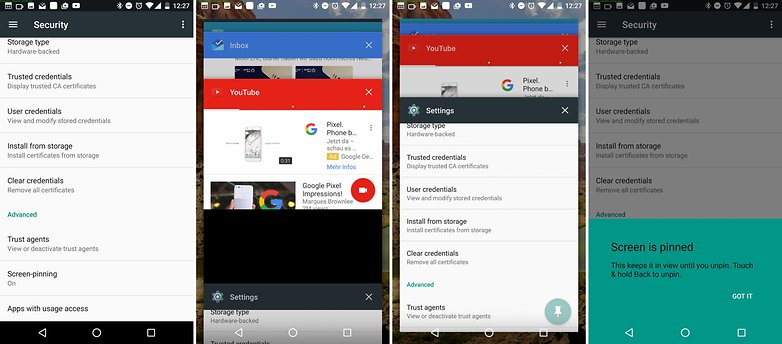 fixação de tela de nougat android