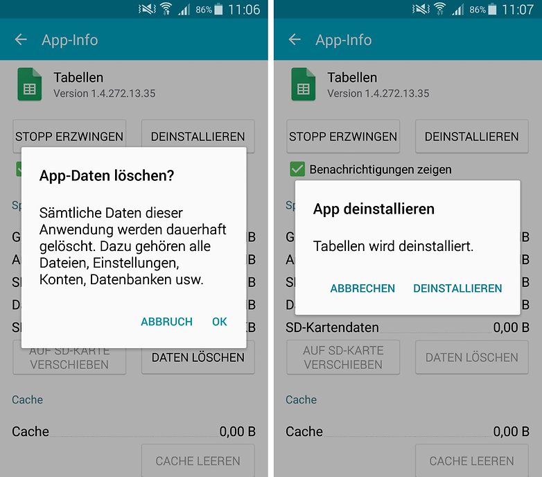 clear app data uninstall de