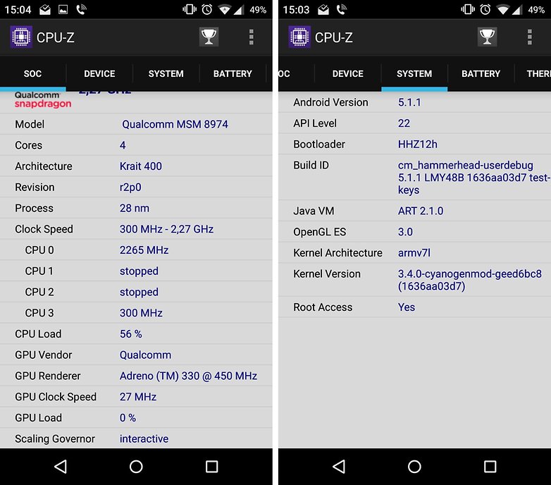 cpuz android api level kernel architecture