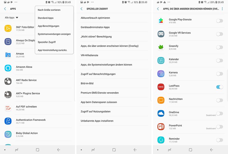 display overlay android oreo samsung menu deutsch jan 2019