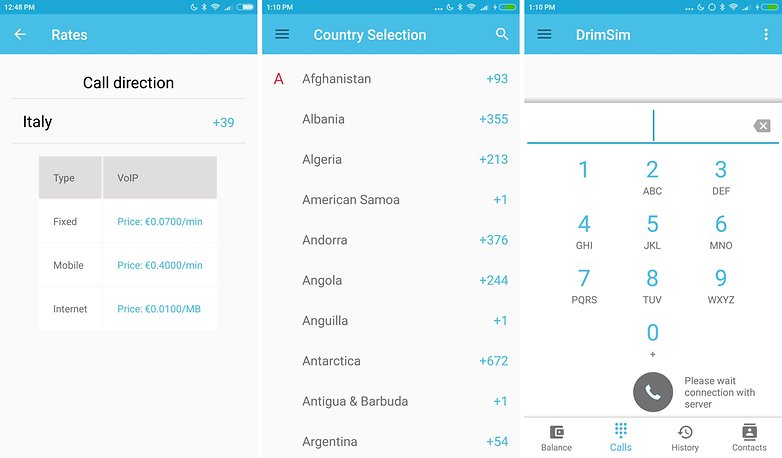 drimsim country list dialer