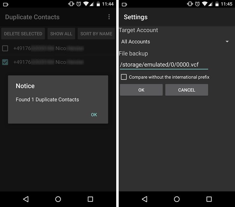 duplicate contacts