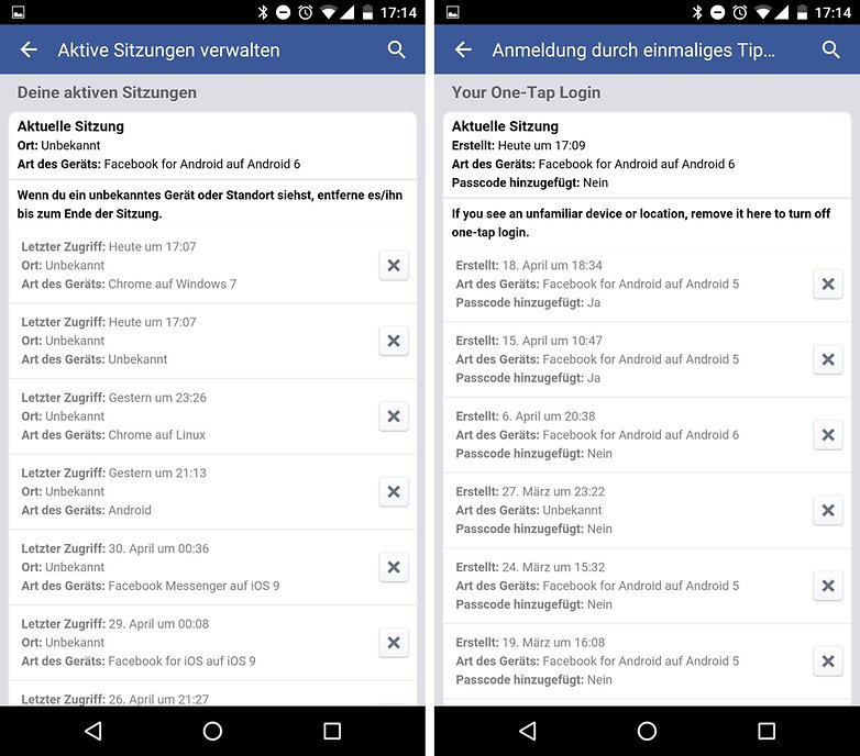 facebook active sessions de