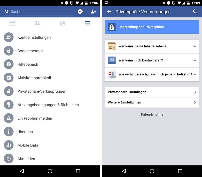 facebook privacy quick settings de