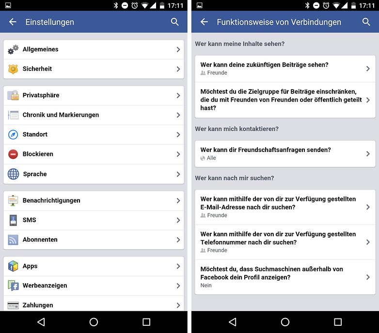facebook privacy settings de
