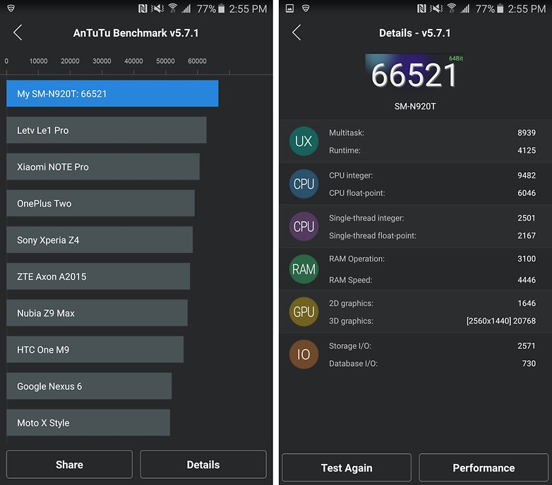 galaxy note 5 benchmark antutu score w782