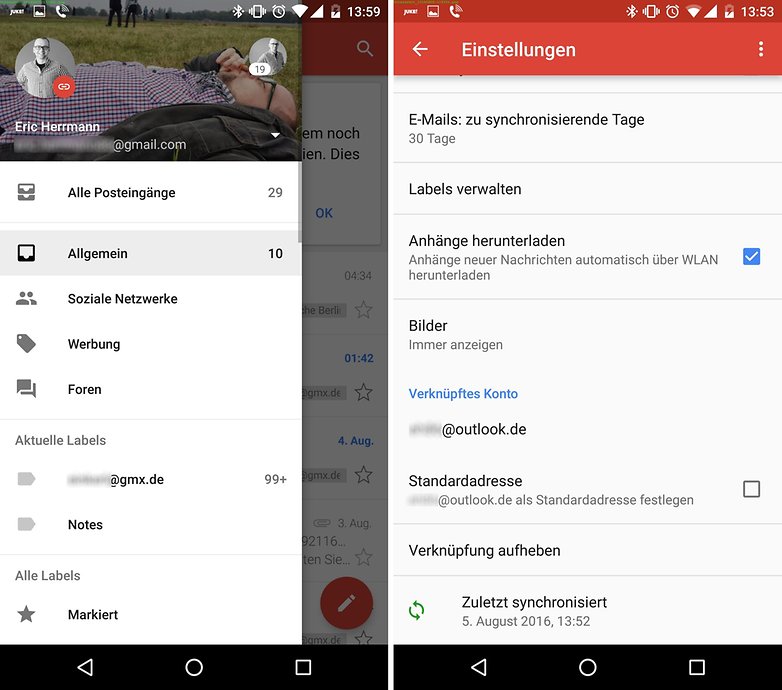 gmail linked accounts de