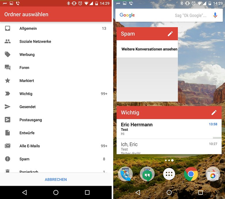 gmail widgets de