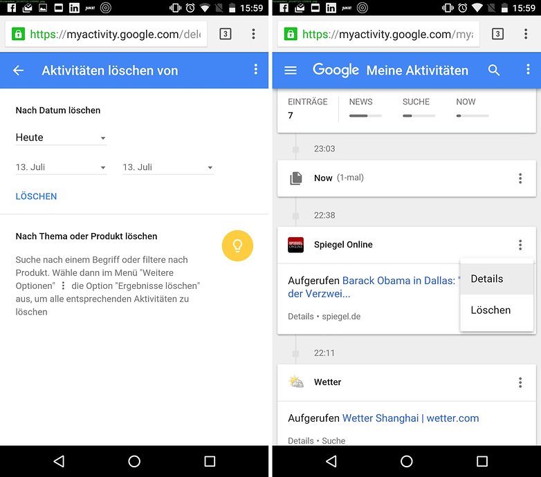 google my activities de