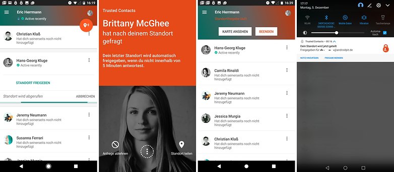 google trusted contacts sharing de