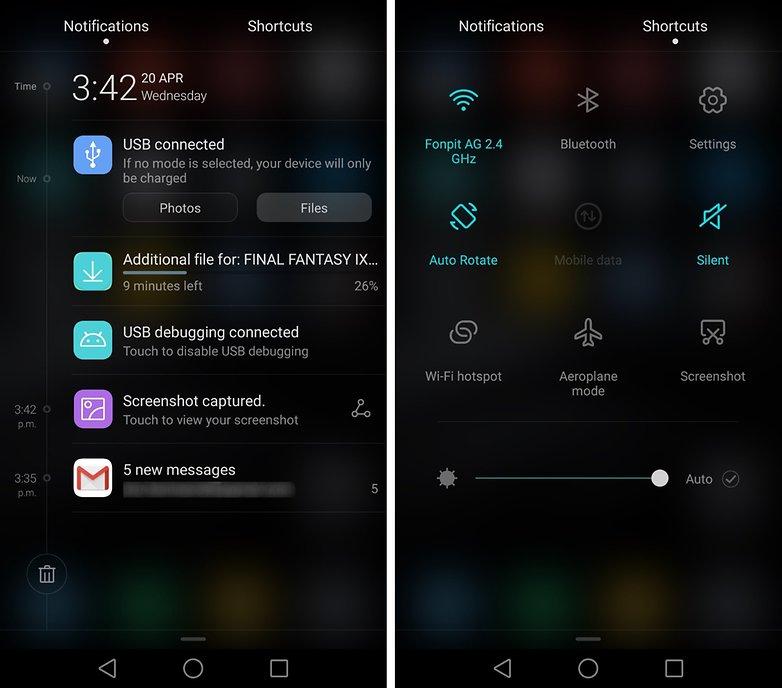 huawei p8 quick settings