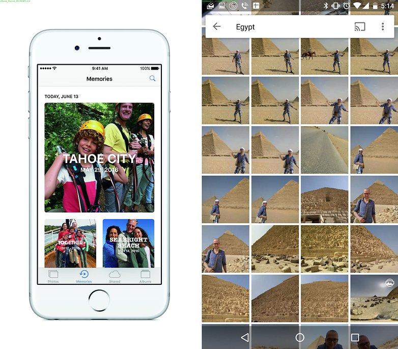 ios 10 vs android photos