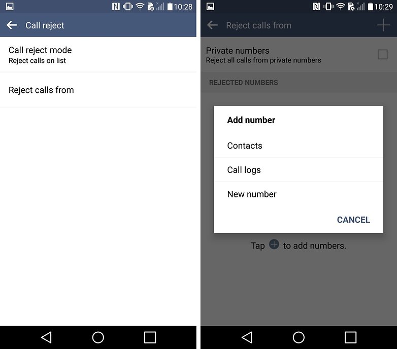 lg call reject list
