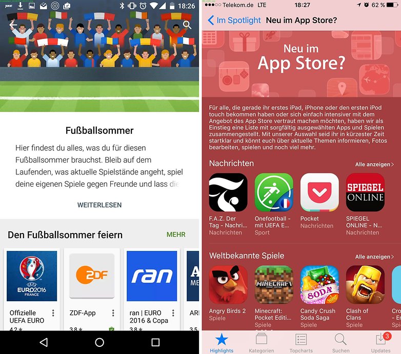 play store vs app store de 2