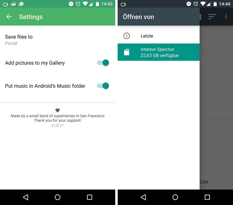 portal pushbullet select destination folder