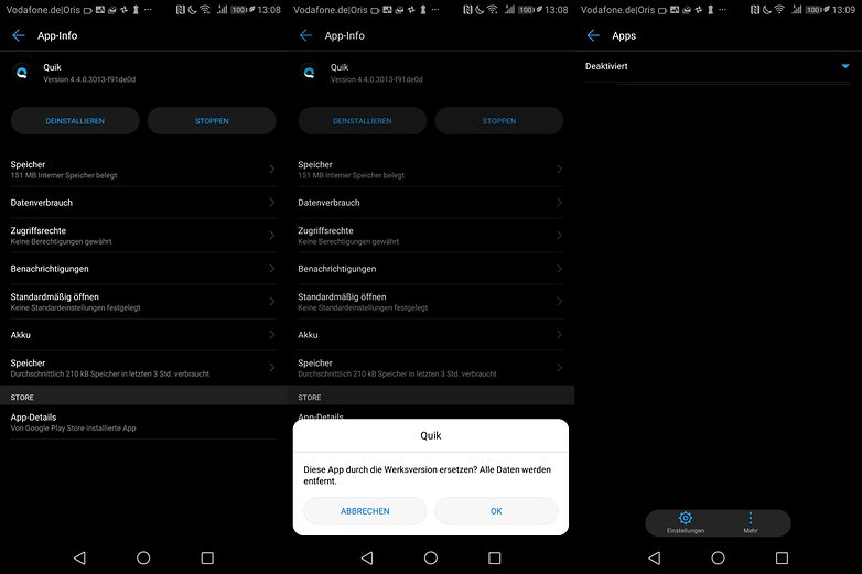 quik app deletion