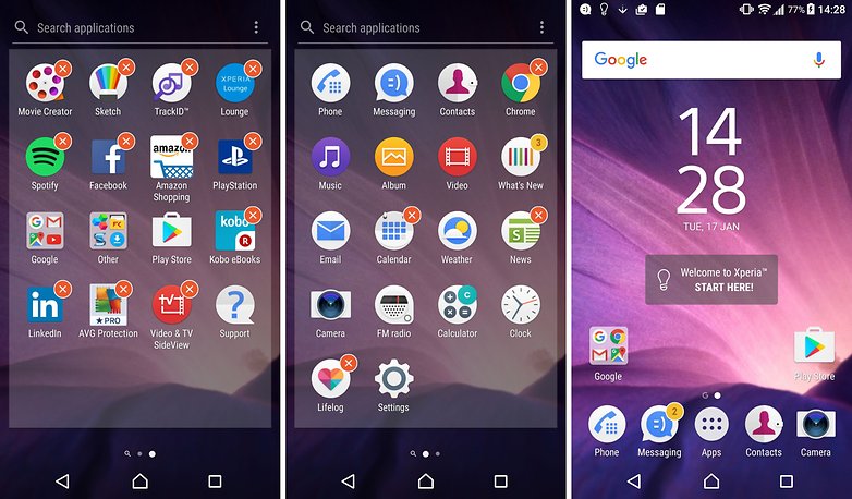 sony xperia z5 nougat apps