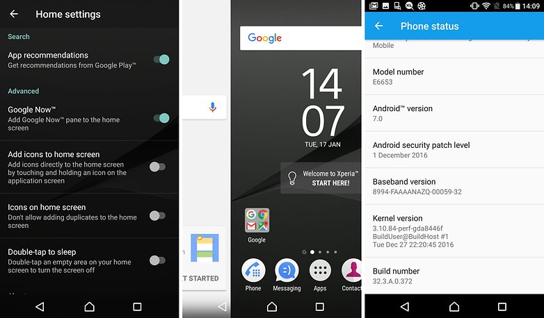 sony xperia z5 nougat home