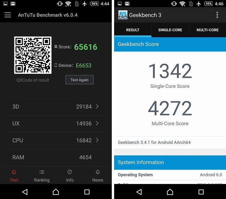 sony xperia Z5 marshmallow antutu geekbench