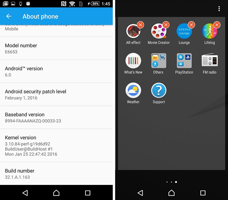 sony xperia Z5 marshmallow apps