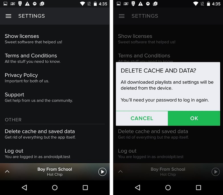 spotify clear data