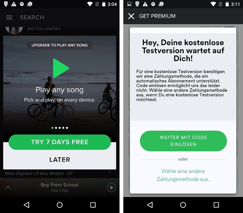 spotify free trial de